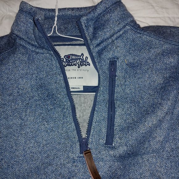 Weird Fish Sweatshirt Winter Warm Men's Size UK Small Blue tweed Henley 1/2 Zip - Picture 4 of 9